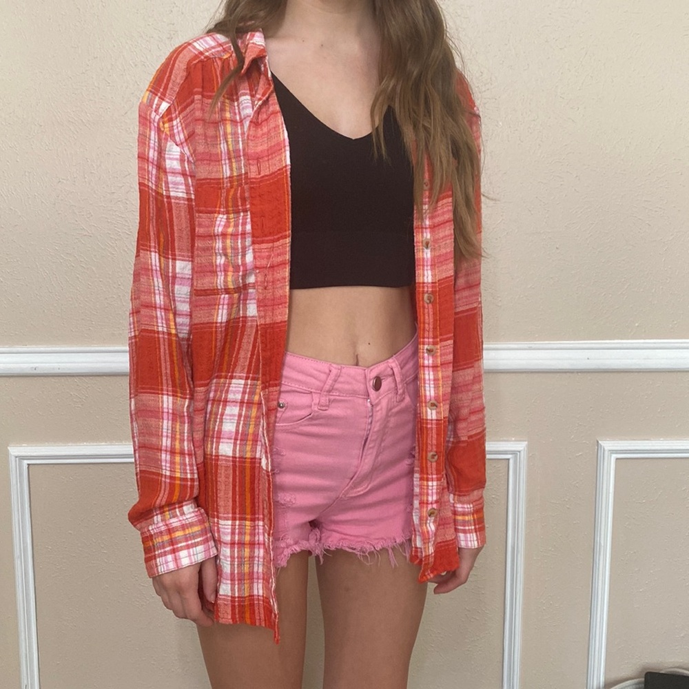 Pilcro flannel size small vibrant colors button up